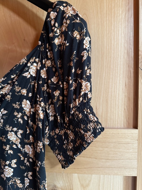 Maurices Black Floral Midi Dress with Beige Blossoms - Picture 5 of 7